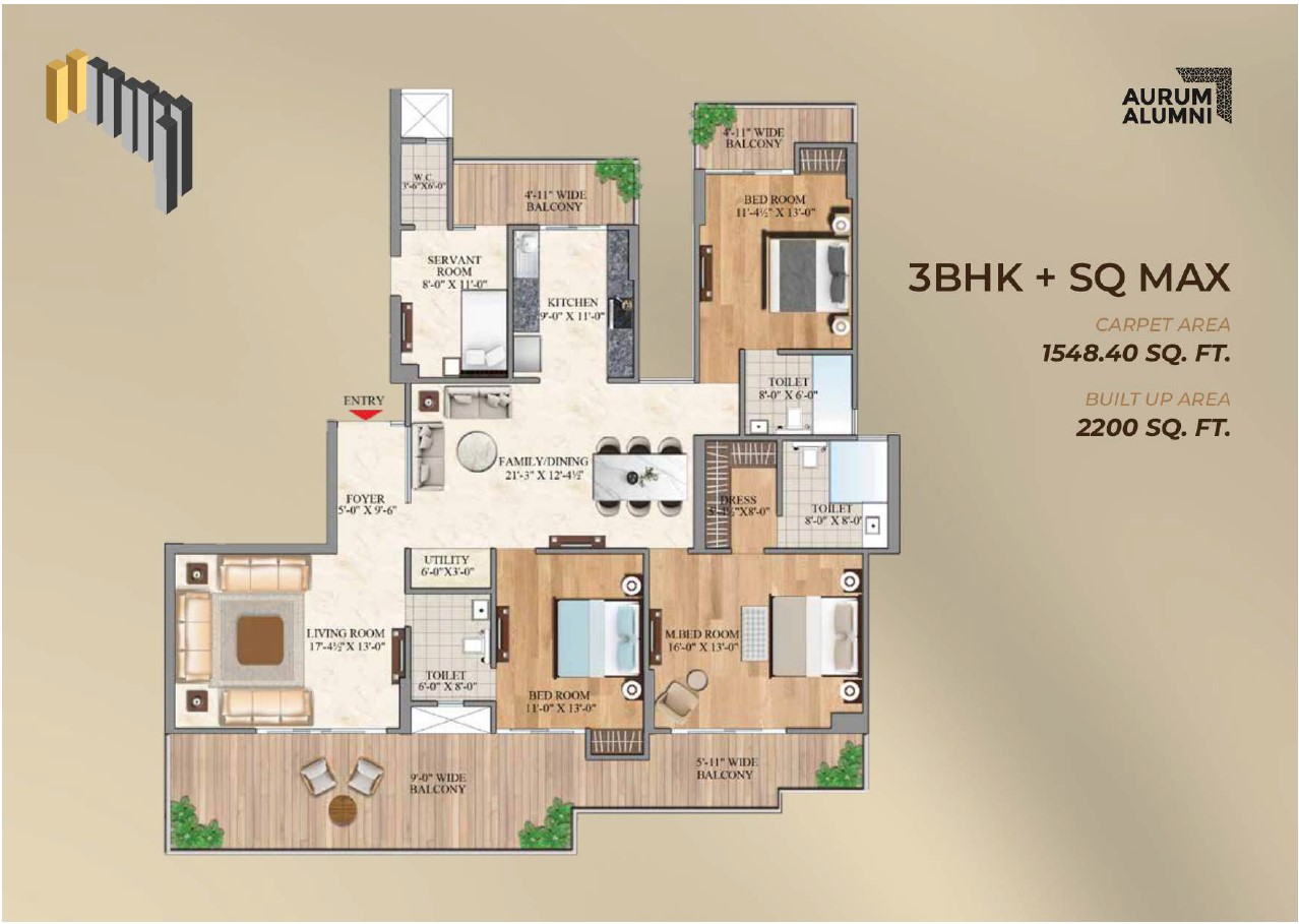 3 BHK + Ser. - 2765 Sq.Ft